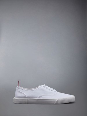 Men Thom Browne Canvas Heritage Sneakers White | PEZ59T29441