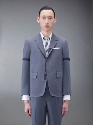 Men Thom Browne Typewriter Cloth Armband Sport Coats Grey | SGR03I85298
