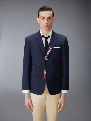 Men Thom Browne Typewriter Cloth Grosgrain Placket Sport Coats Blue | HEQ95B35558