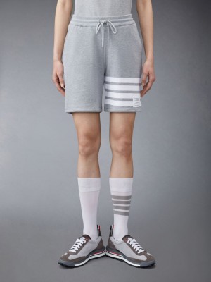 Women Thom Browne Classic Loopback 4-Bar Shorts Grey | WZA80D34167