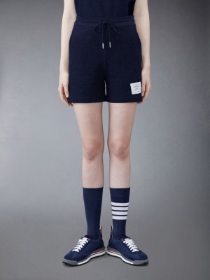 Women Thom Browne Classic Pique Stripe Shorts Blue | DUW51H28696