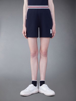 Women Thom Browne Classic Pique Stripe Shorts Blue | QOM58O07827