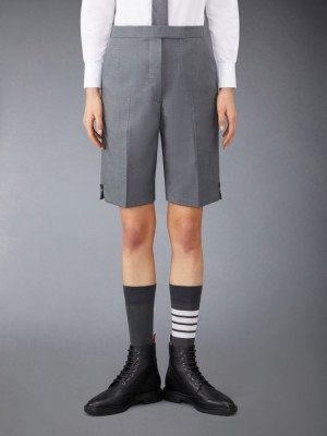 Women Thom Browne Twill Classic Backstrap Bermuda Shorts Grey | GTE37G28776
