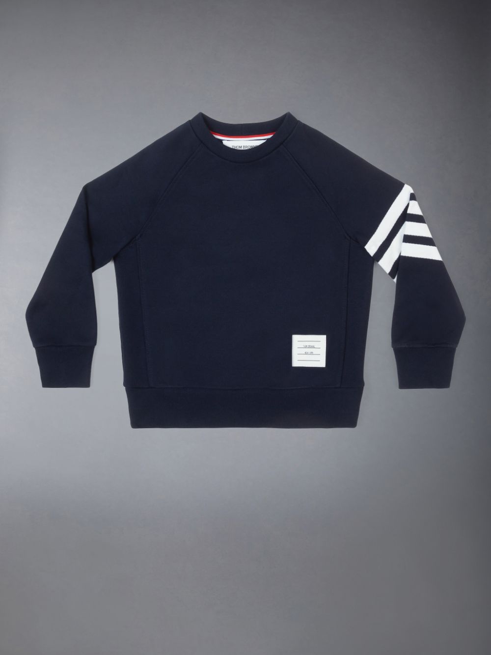 Boys\'s Thom Browne Classic Cotton Loopback Jersey Engineered Raglan Sleeve 4-Bar Sweatshirts Navy | SBS48B56828