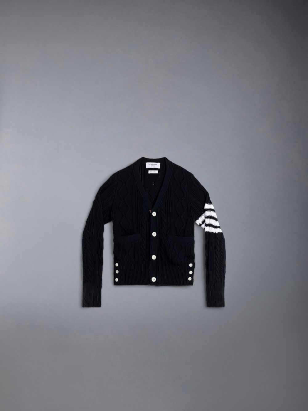 Boys\'s Thom Browne Cotton V-neck Cardigan Blue | TQG69X12623