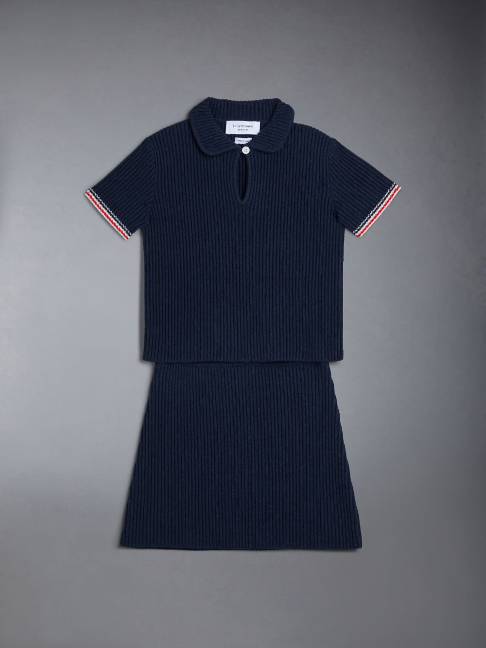 Boys's Thom Browne Wool Cashmere Knit Polo Shirt Blue | YYO78C42434