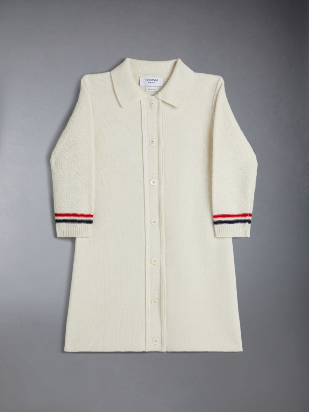 Boys\'s Thom Browne Wool Cashmere Polo Cardigan Dress White | QLA66R06410