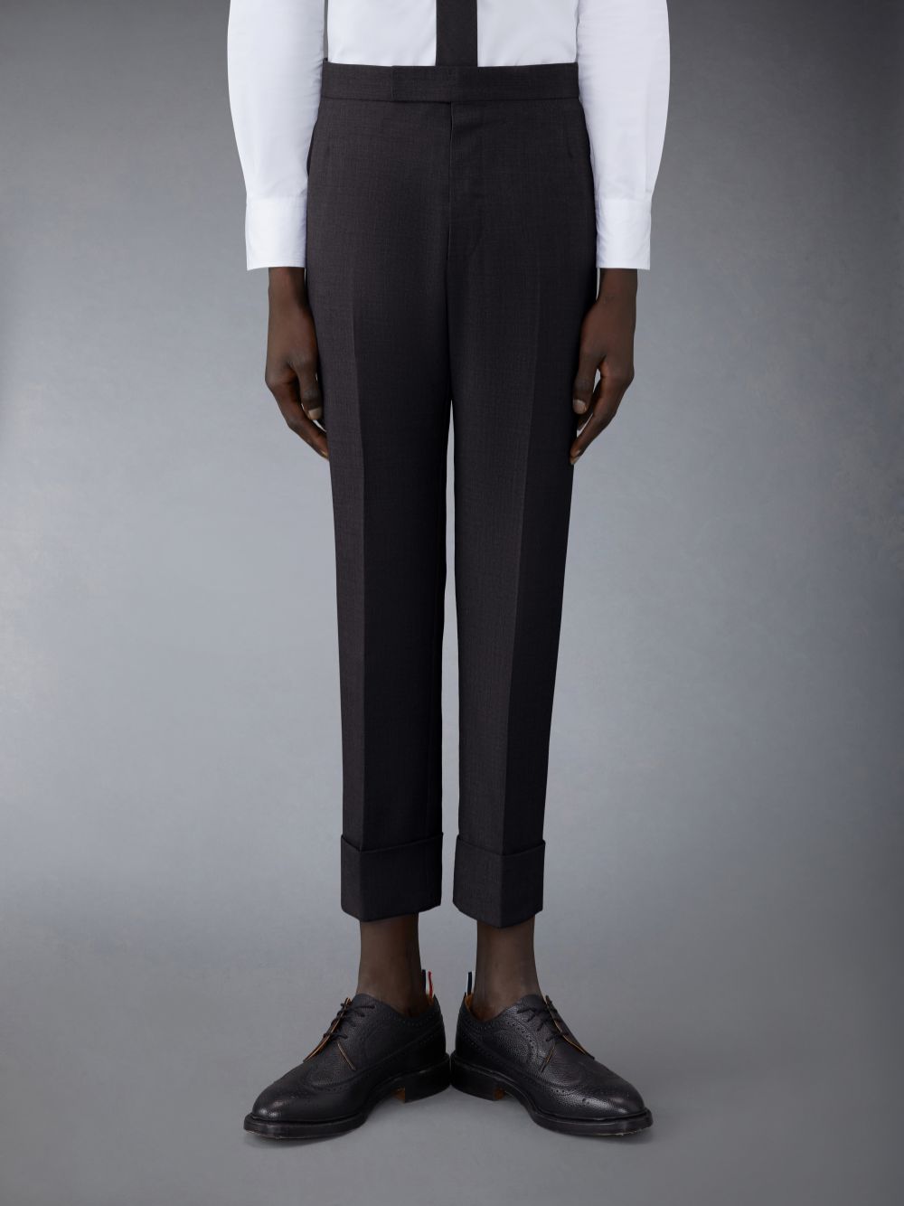 Men Thom Browne CHARCOAL SUPER 120'S WOOL TWILL CLASSIC AND TIE Suits Black | CBH71J96242