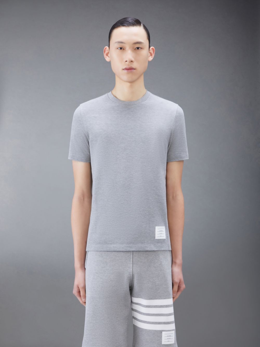 Men Thom Browne CLASSIC PIQUE 4-BAR T Shirts Grey | RWD63V95477