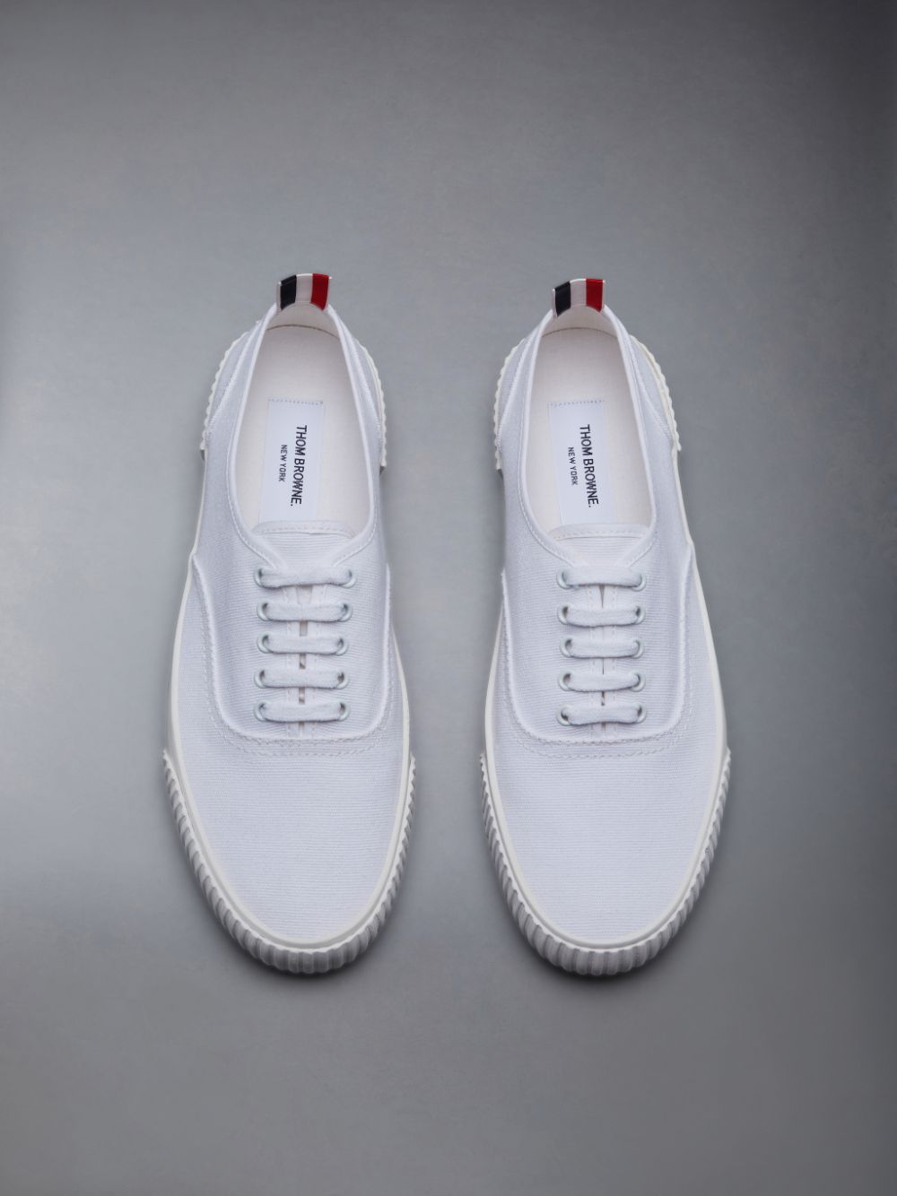 Men Thom Browne Canvas Heritage Sneakers White | PEZ59T29441