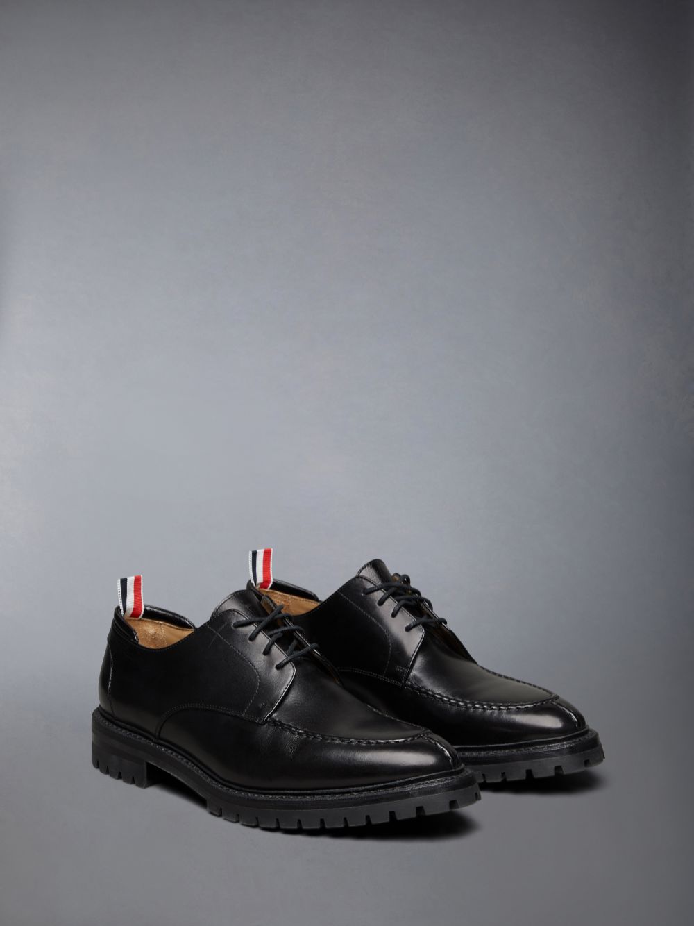 Men Thom Browne Classic Calf Commando Sole Apron Stitch Derby Oxford Shoes Black | MYI47U28342
