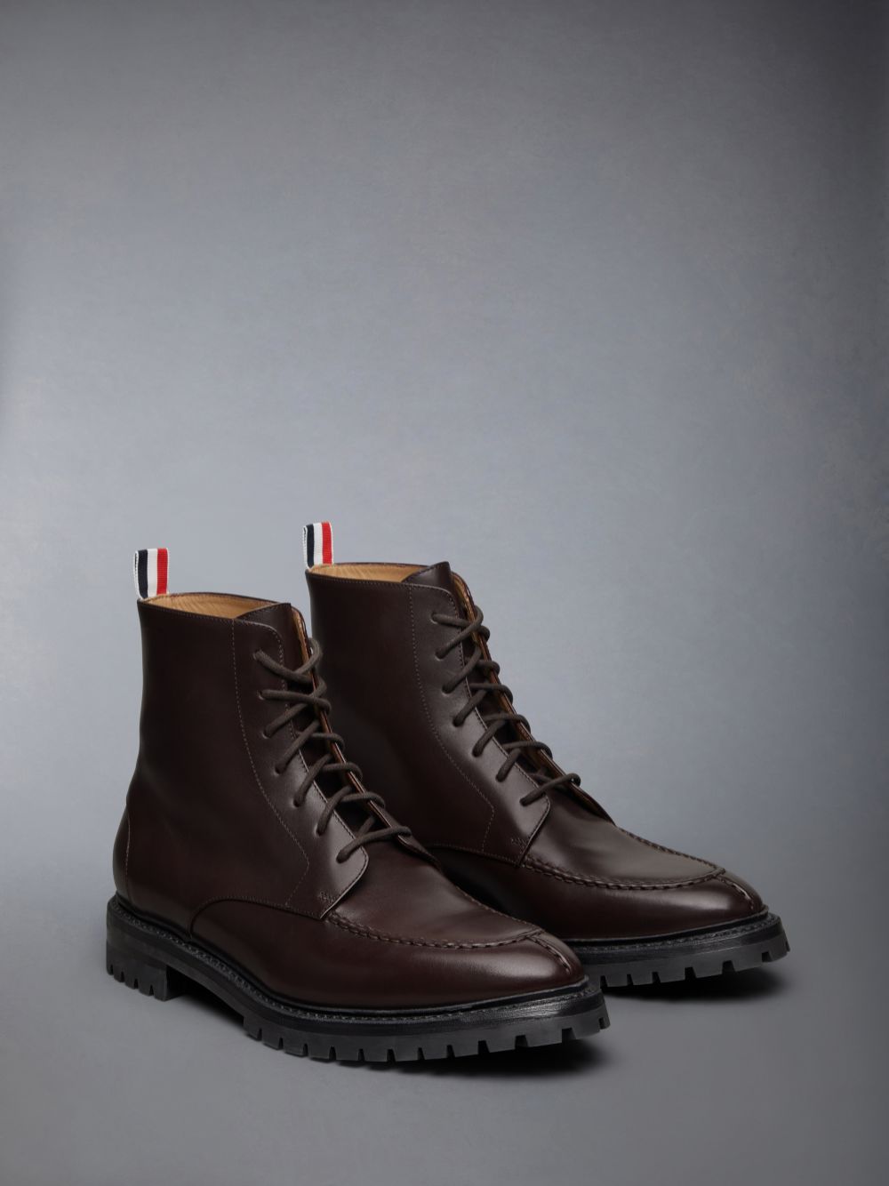 Men Thom Browne Classic Calf Commando Sole Apron Stitch Boots Brown | QBT15U54765
