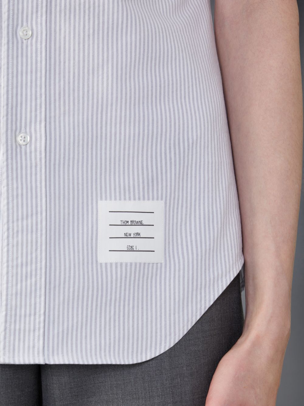 Men Thom Browne Classic Cotton Band Collar Shirts Grey | QHU54A42363