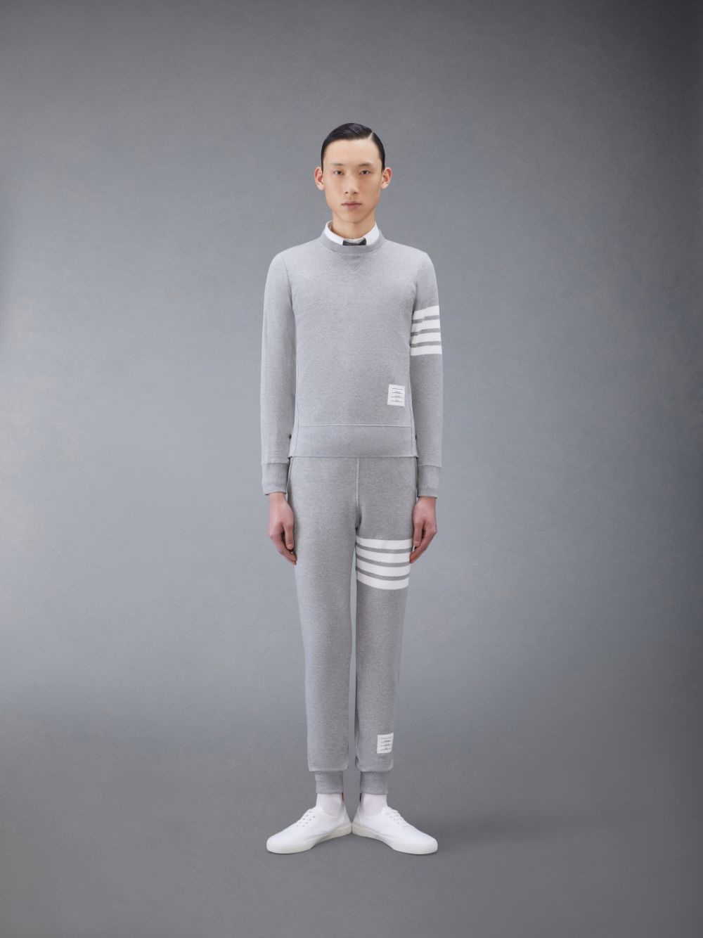 Men Thom Browne Classic Loopback 4-Bar Sweatshirts Grey | JHK92O18188