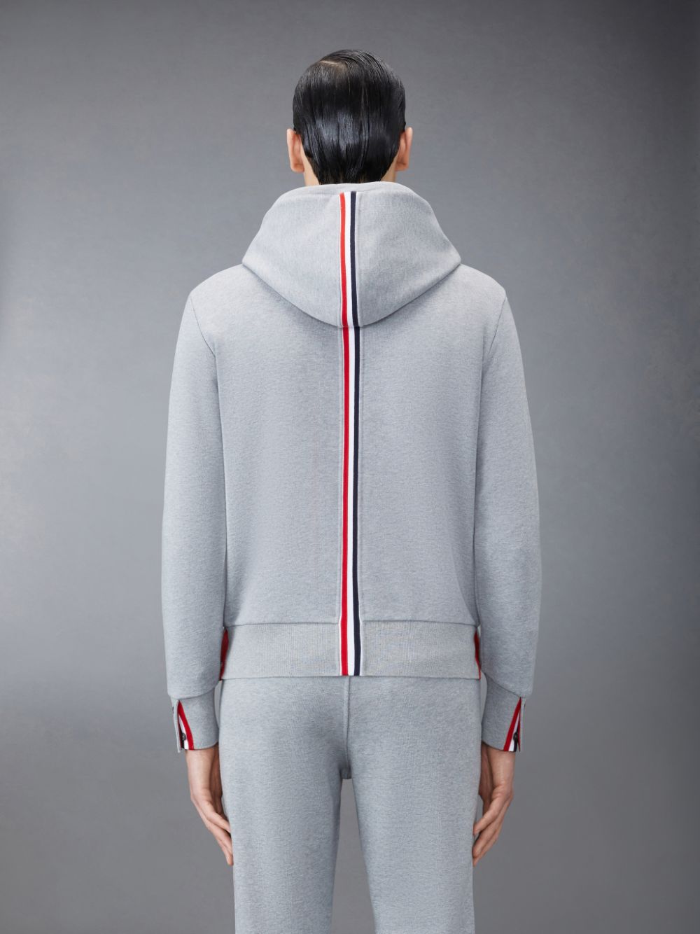 Men Thom Browne Classic Loopback Stripe Hoodie Grey | CCQ50S84275