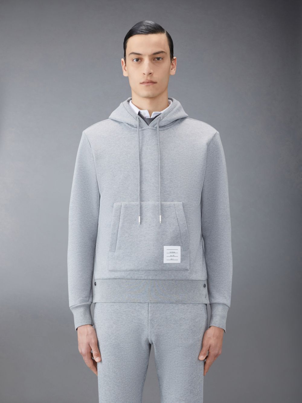 Men Thom Browne Classic Loopback Stripe Hoodie Grey | CCQ50S84275