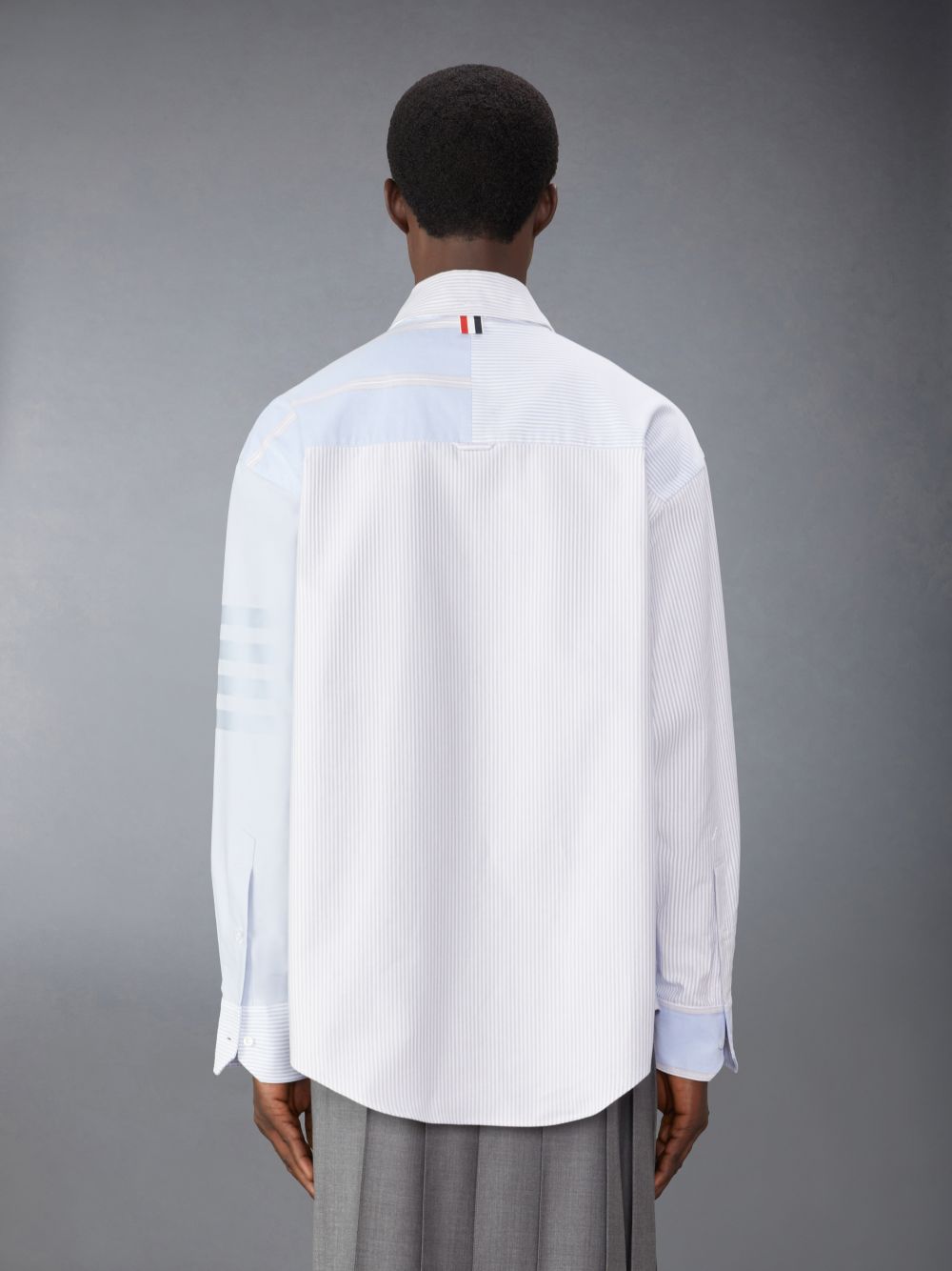 Men Thom Browne Cotton 4-Bar Oversized Shirts Blue | REU71G40226