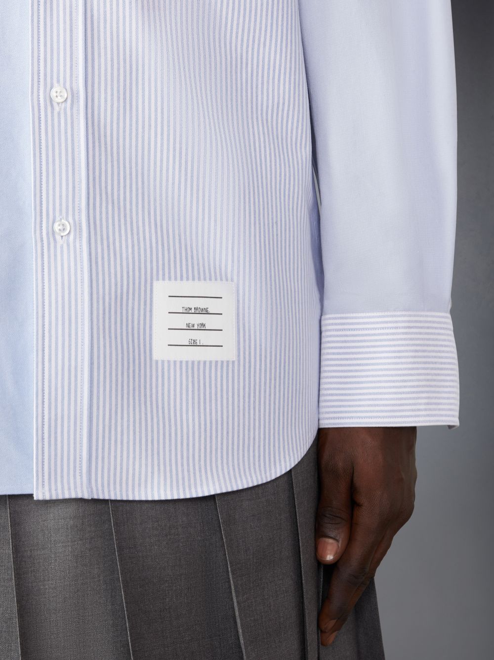 Men Thom Browne Cotton 4-Bar Oversized Shirts Blue | REU71G40226
