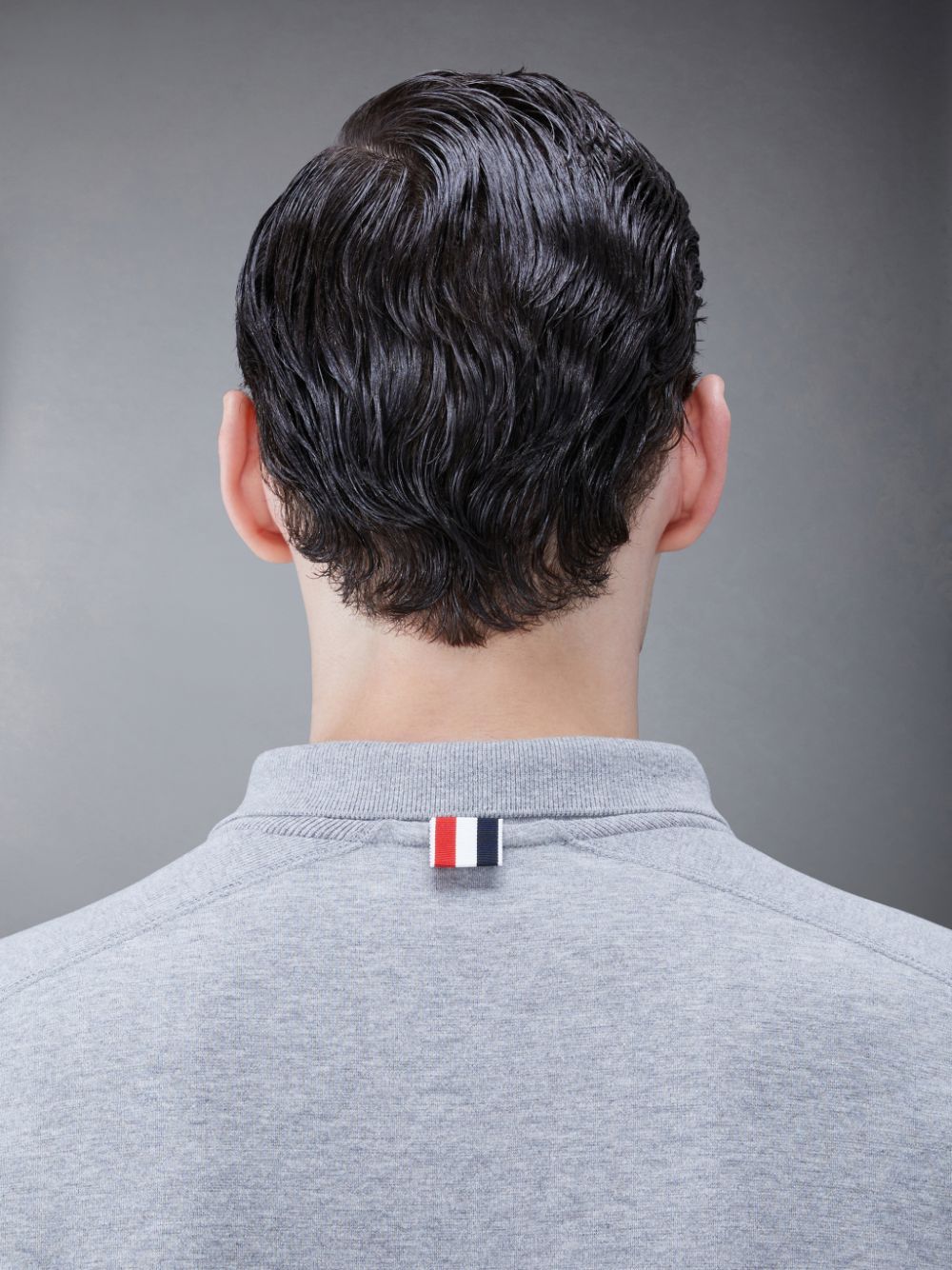 Men Thom Browne Cotton 4-Bar Short Sleeve Polo Shirt Grey | NBD01P52056