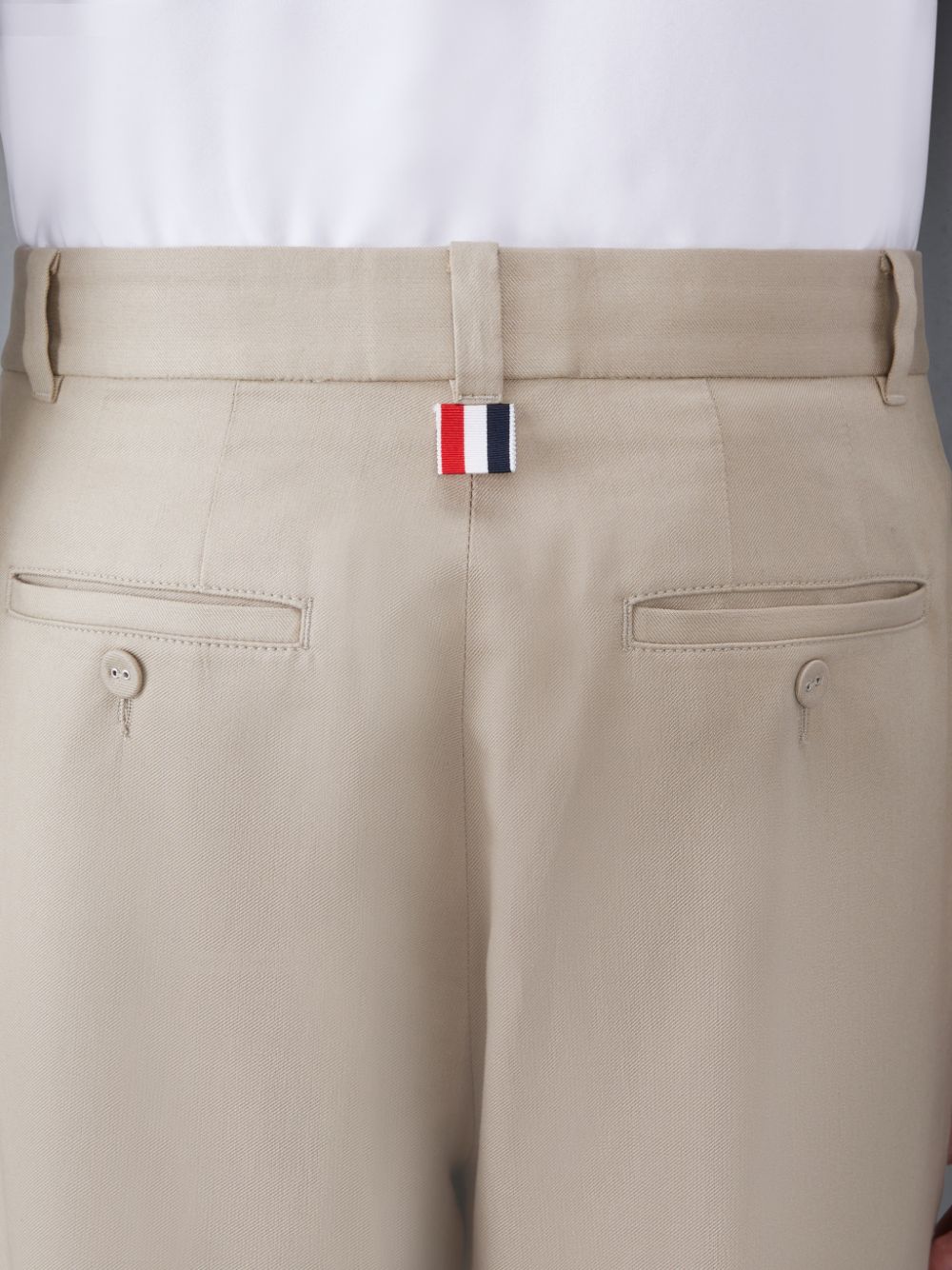 Men Thom Browne Cotton 4-Bar Straight Leg Pants Beige | GDA21S40669