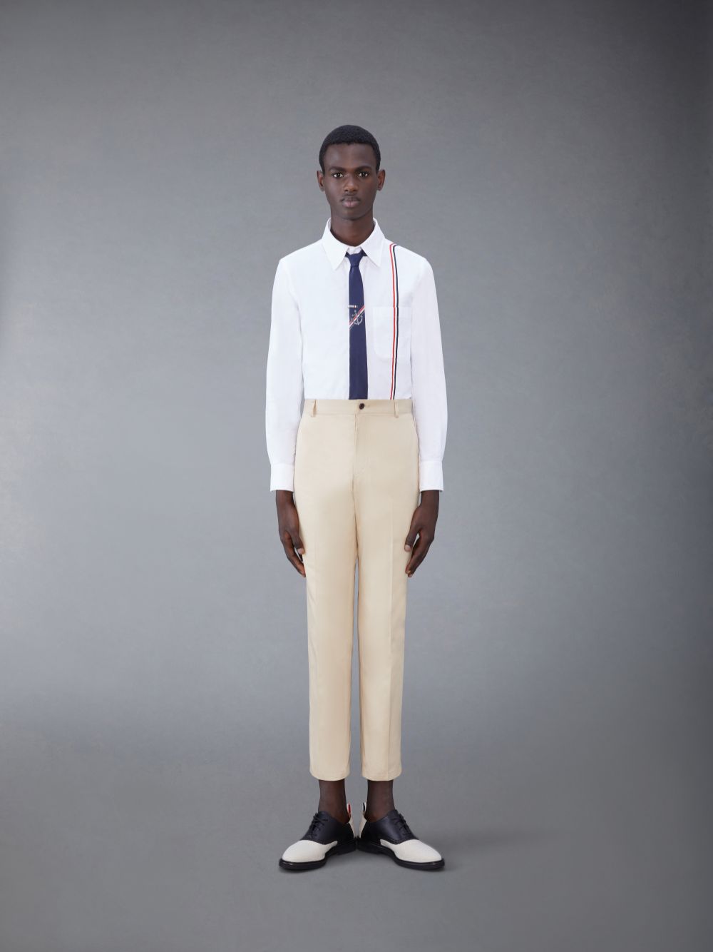Men Thom Browne Cotton Oxford Shirts White | DKD88O13765