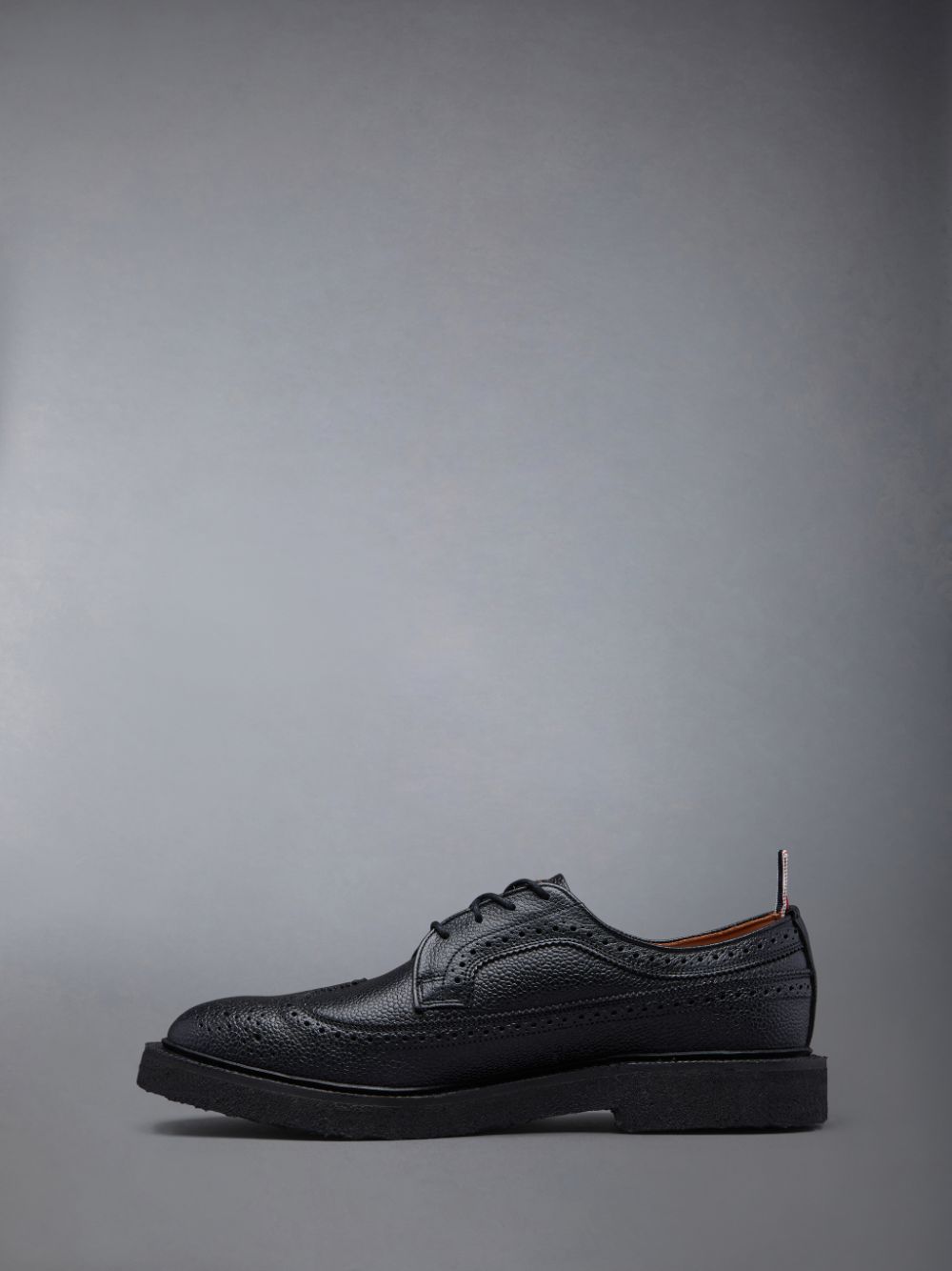 Men Thom Browne Crepe Sole Longwing Brogue Shoes Black | QSP56L69056