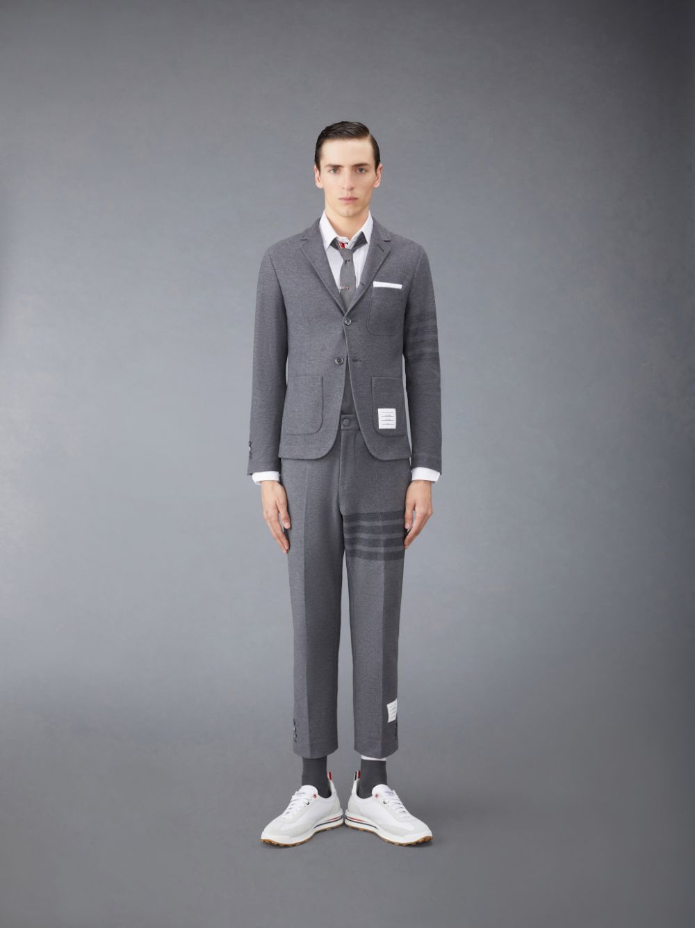 Men Thom Browne Double Face Tech Twill Sport Coats Grey | HRI62L42736