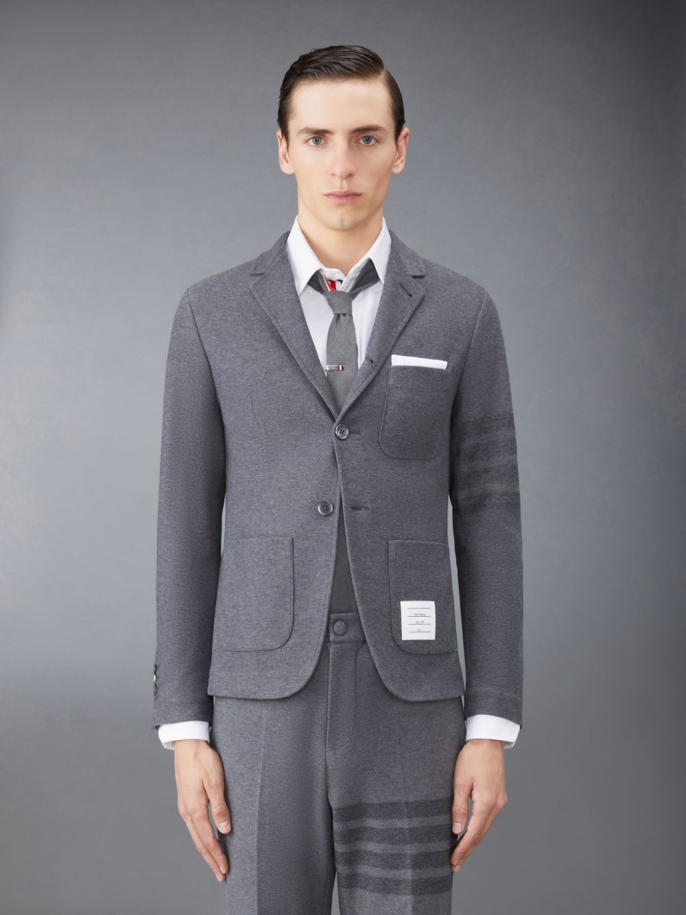 Men Thom Browne Double Face Tech Twill Sport Coats Grey | HRI62L42736