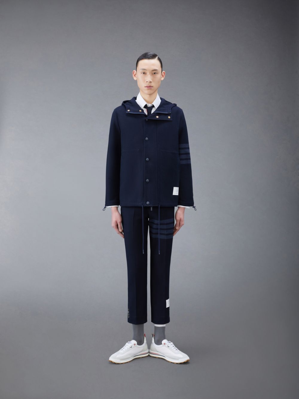 Men Thom Browne Double Face Tech Twill Slim Pants Blue | CNT23B05293