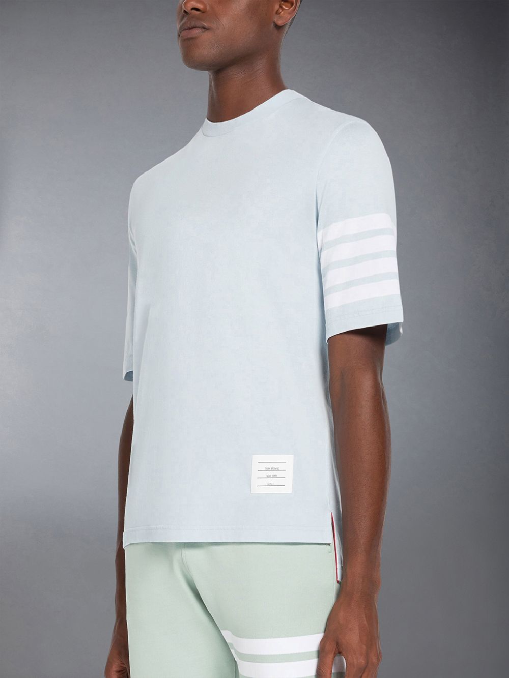 Men Thom Browne Jersey 4-Bar Short Sleeve T Shirts Blue | OES80V00483