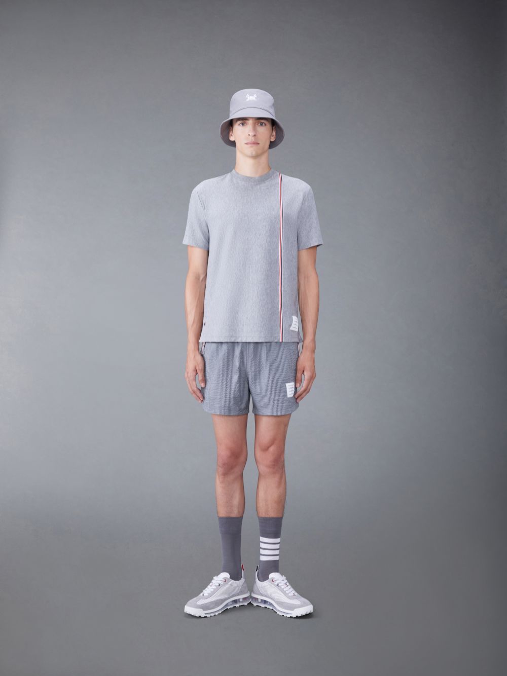 Men Thom Browne Jersey Short Sleeve T Shirts Grey | ROC63C45523