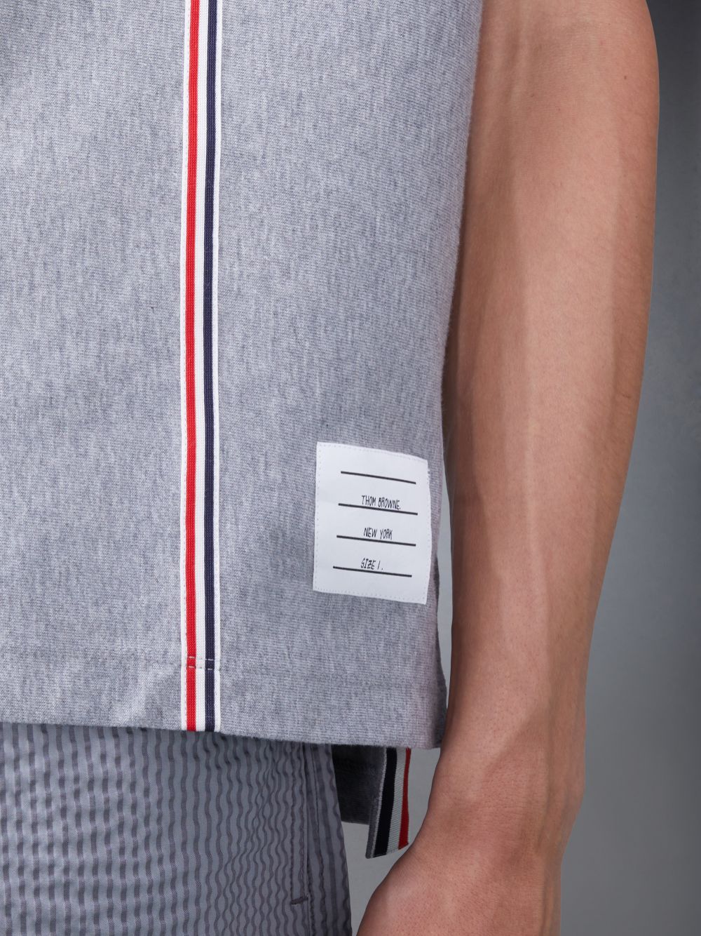 Men Thom Browne Jersey Short Sleeve T Shirts Grey | ROC63C45523
