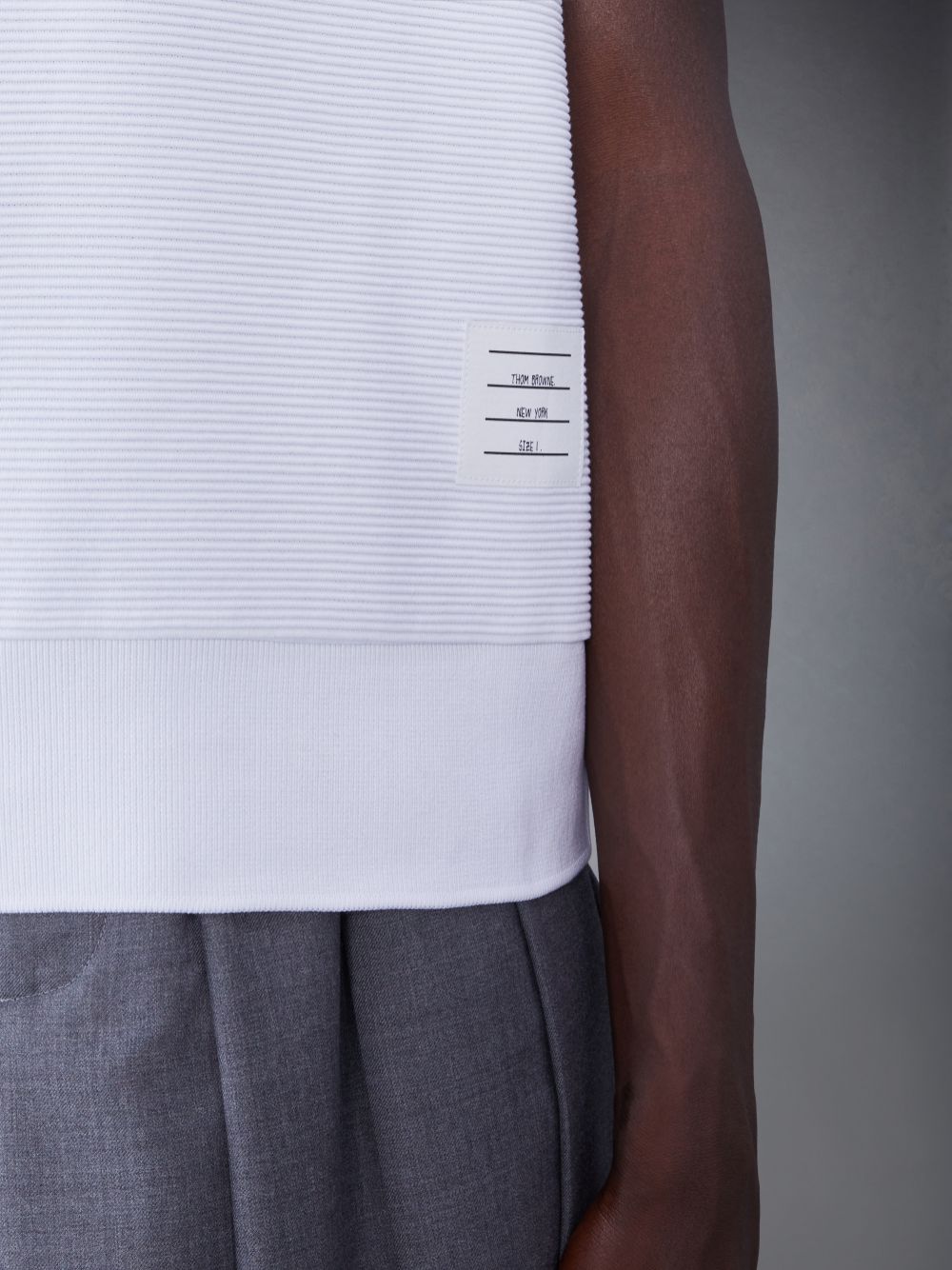 Men Thom Browne Light Cotton Ottoman Rib 4-Bar Saddle Short Sleeve Sweatshirt T Shirts White | BHD73N38305