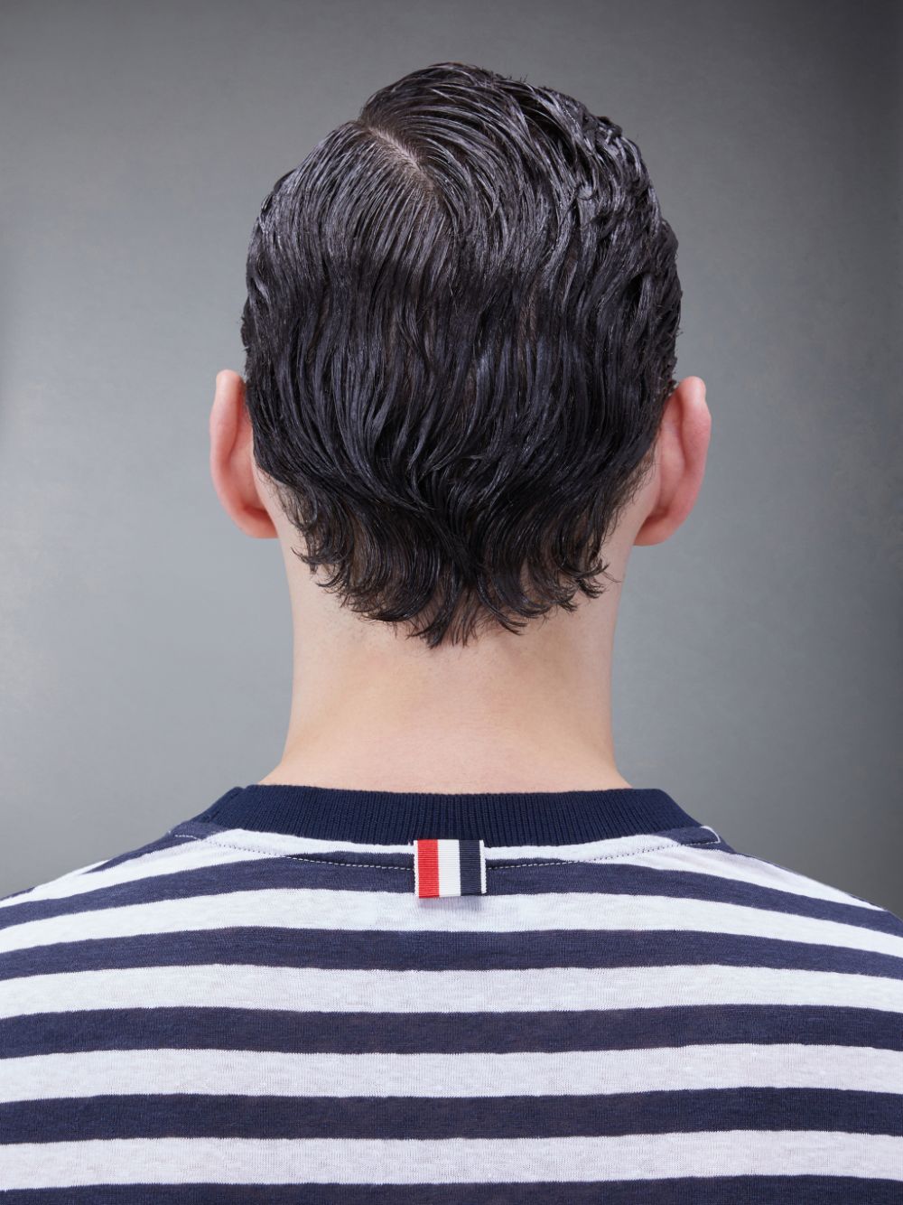 Men Thom Browne Linen Jersey Short Sleeve Striped Pocket T Shirts Blue | MQQ83D75018