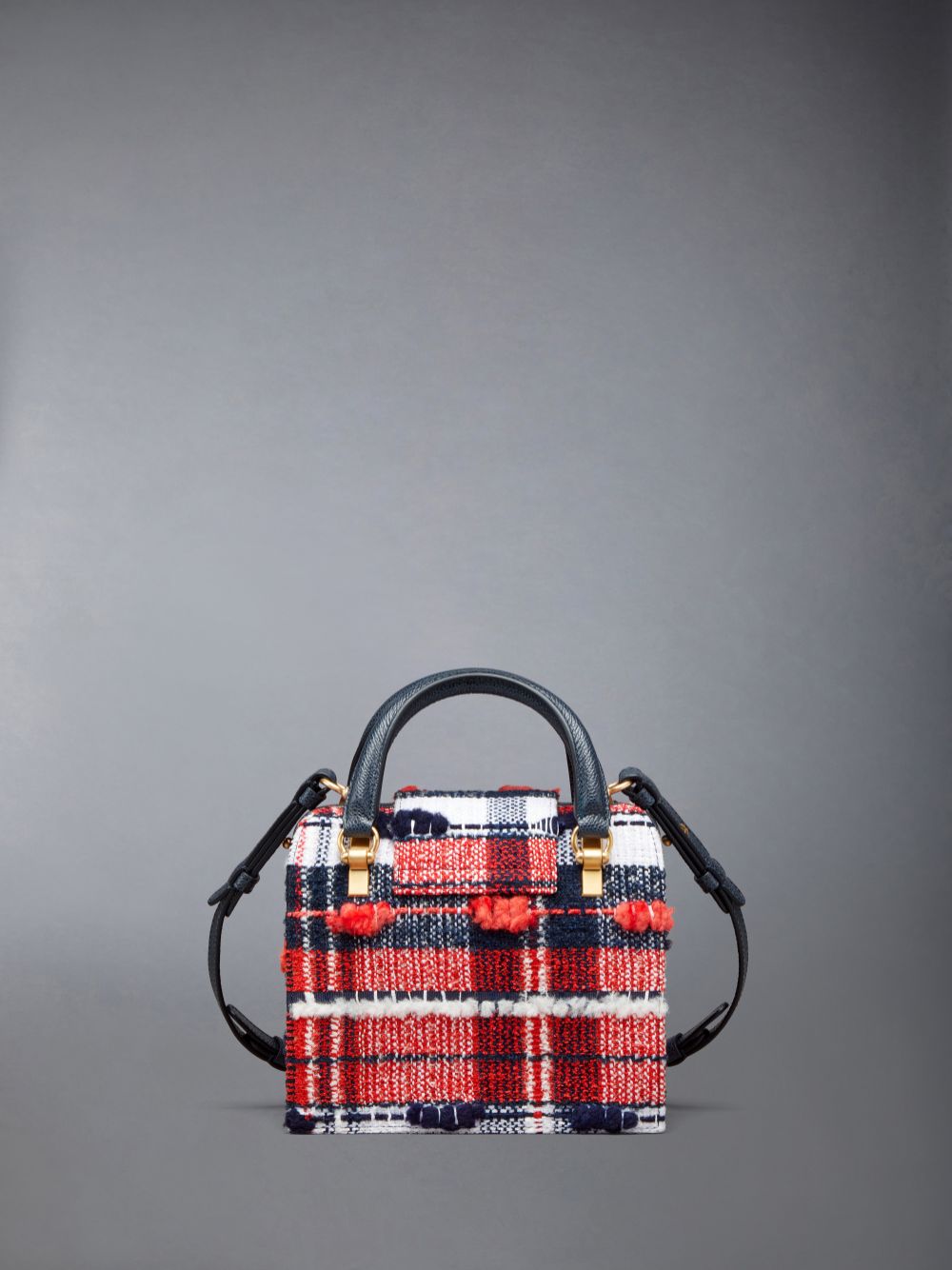 Men Thom Browne Madras Pouf Tweed Mrs. Mini Tote Bags Red | ZJW36Q73887