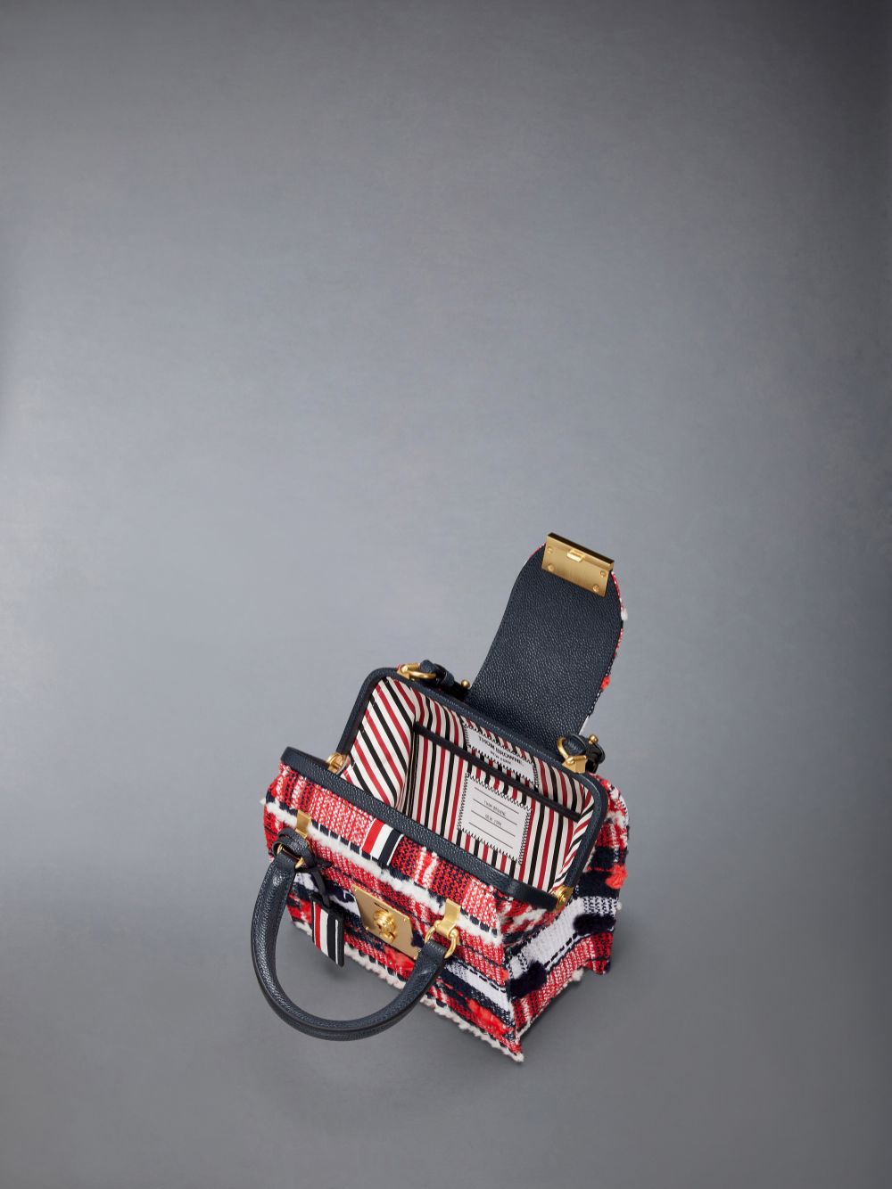 Men Thom Browne Madras Pouf Tweed Mrs. Mini Tote Bags Red | ZJW36Q73887