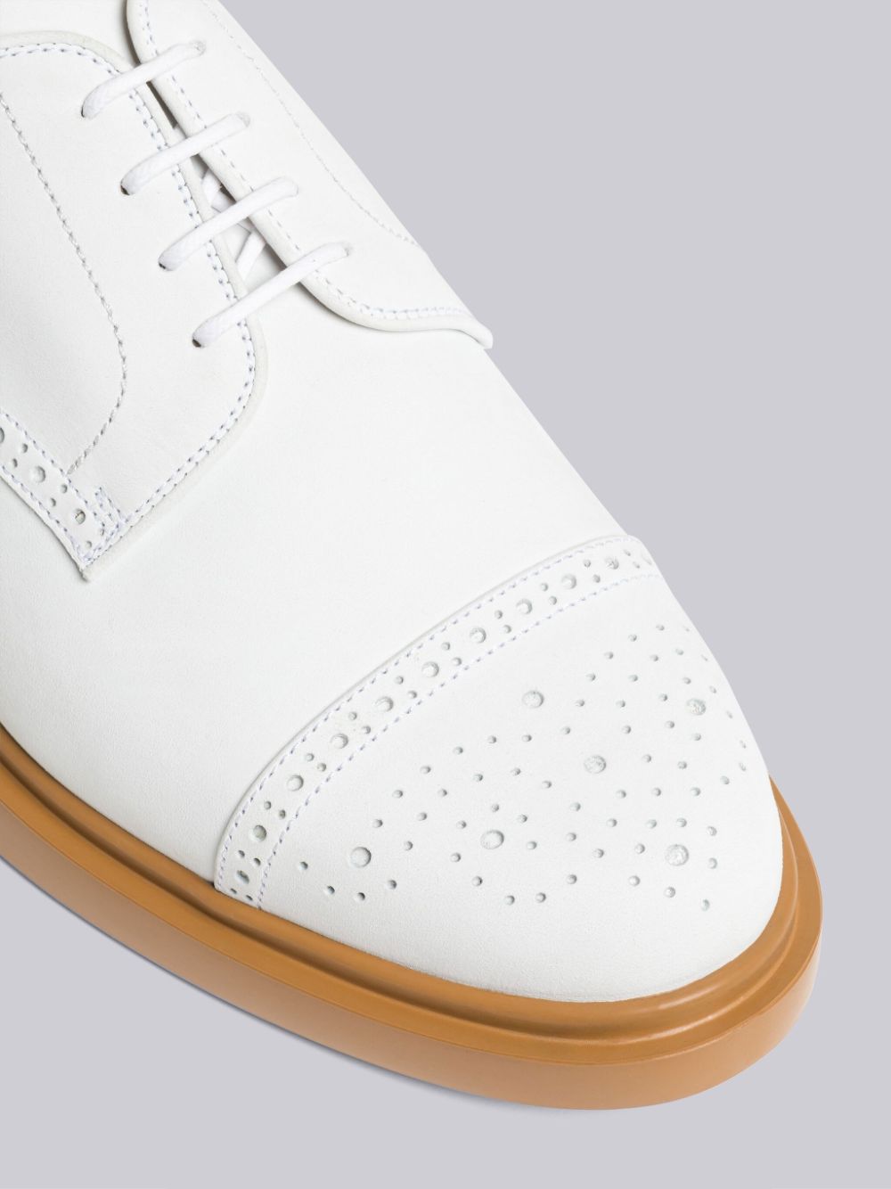 Men Thom Browne Nubuck Cap Toe Derby Oxford Shoes White | DWB11Q77753