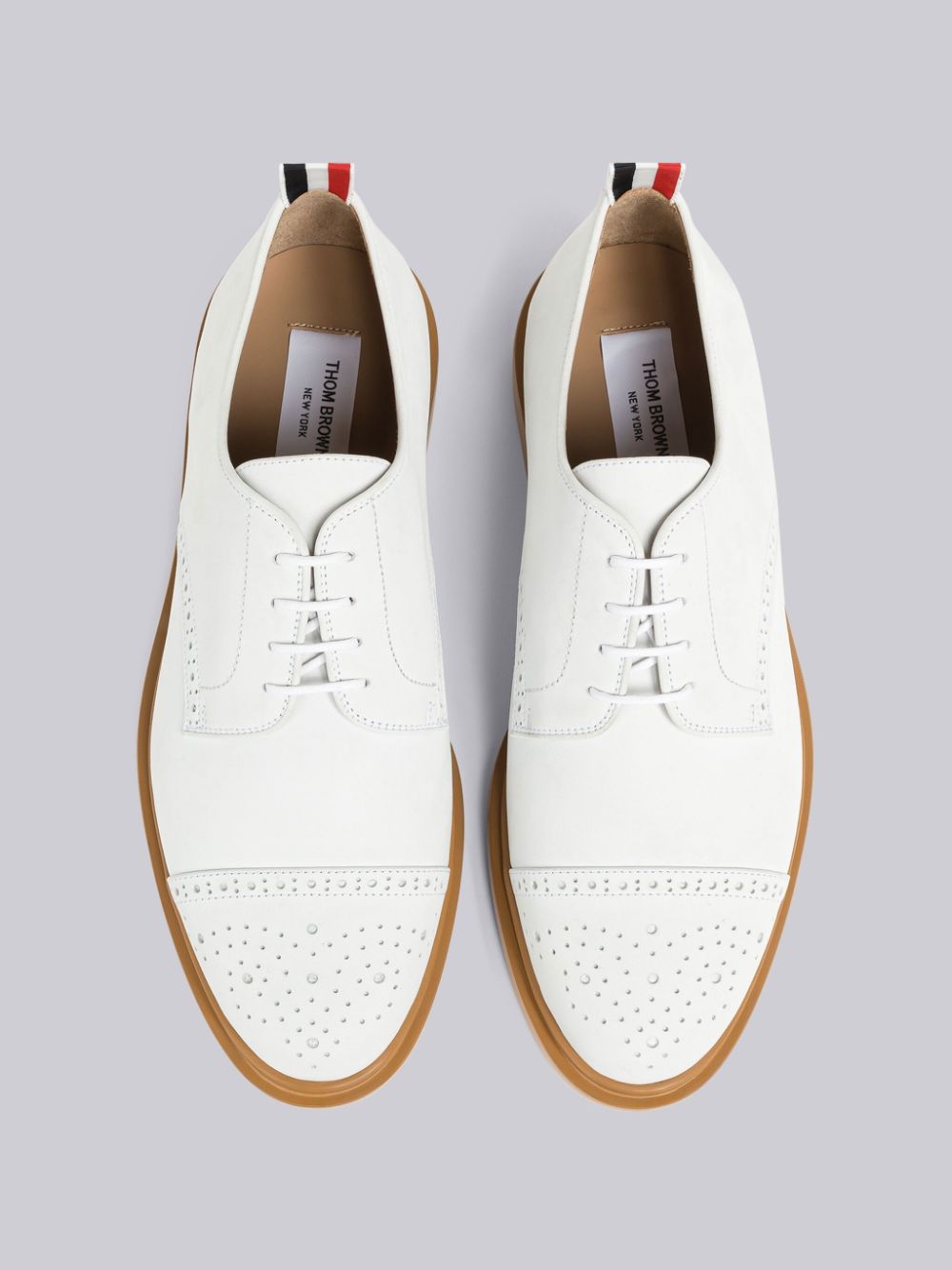 Men Thom Browne Nubuck Cap Toe Derby Oxford Shoes White | DWB11Q77753