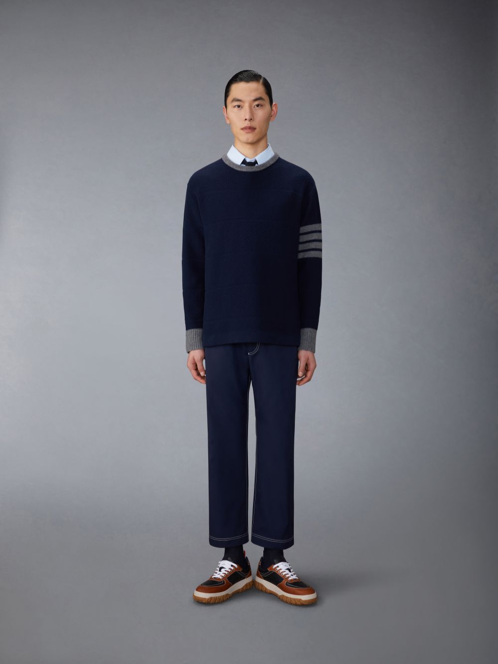Men Thom Browne Oxford Rose and Raven Patch Shirts Blue | NNL83T99676