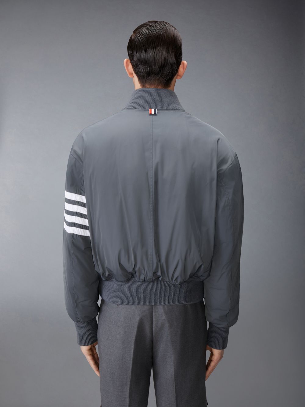 Men Thom Browne POLY TWILL 4-BAR OVERSIZED BLOUSON Jackets Grey | VVT58G90564