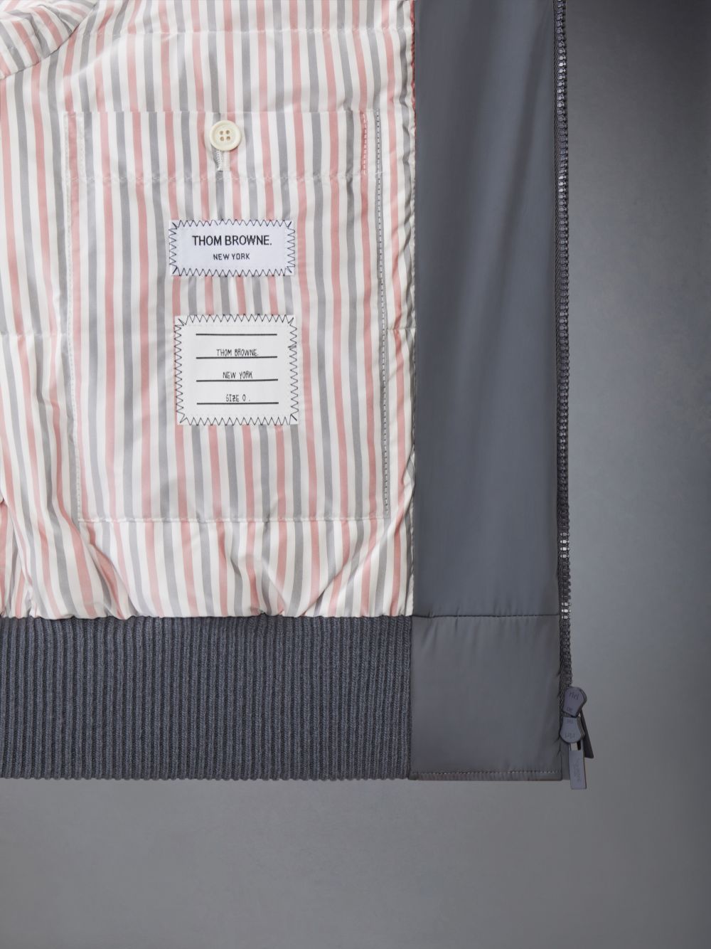 Men Thom Browne POLY TWILL 4-BAR OVERSIZED BLOUSON Jackets Grey | VVT58G90564