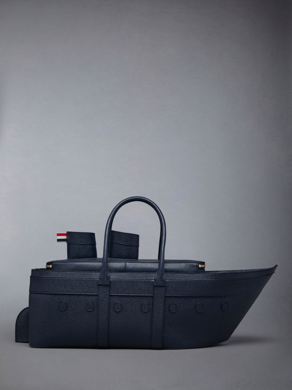 Men Thom Browne Pebble Grain Leather Cruise Liner Tote Bags Blue | JCF52G76695