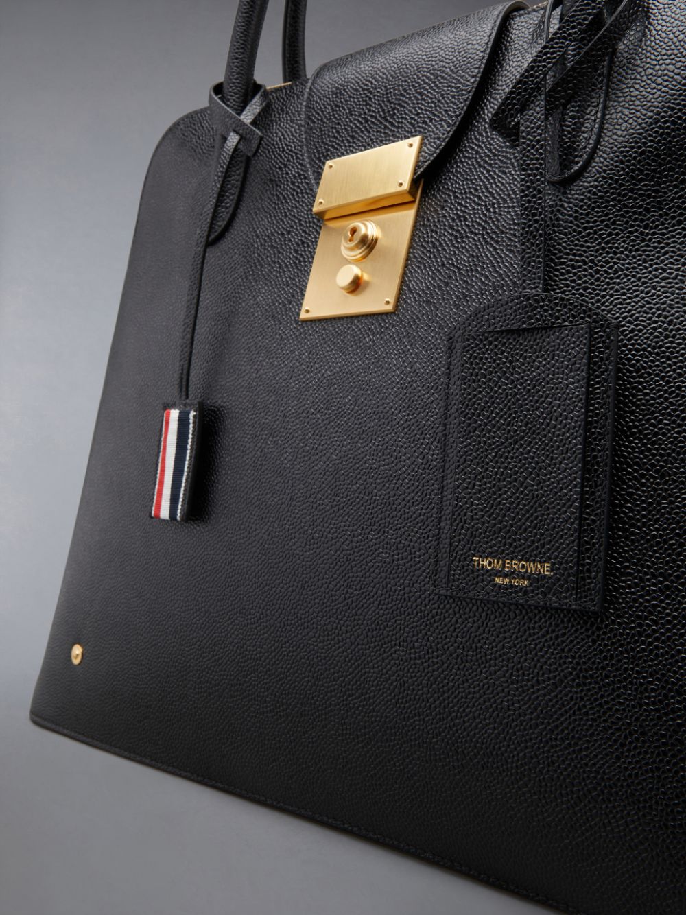 Men Thom Browne Pebble Grain Leather Mr. Satchel Bags Black | PDD70T85496