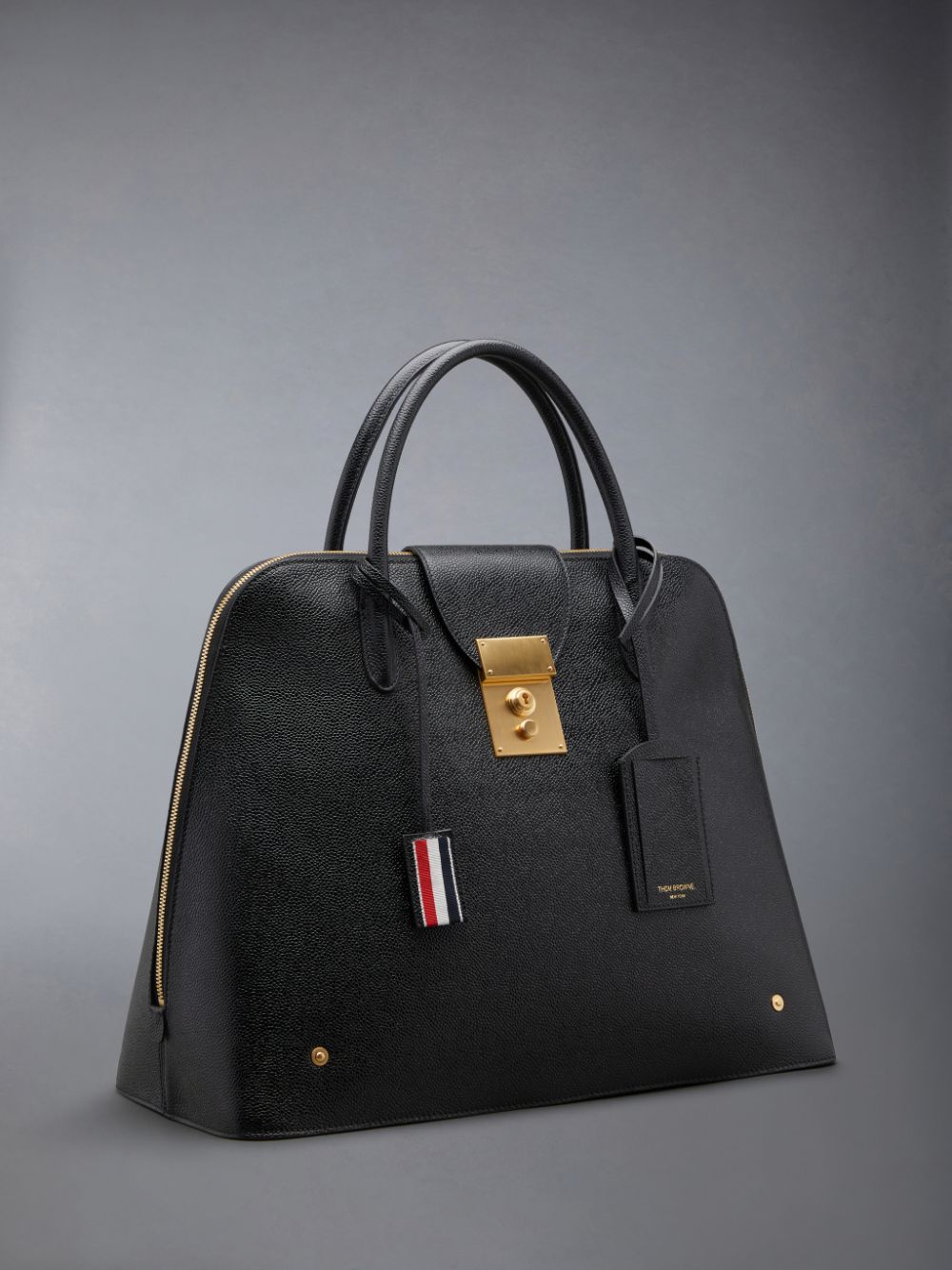 Men Thom Browne Pebble Grain Leather Mr. Satchel Bags Black | PDD70T85496