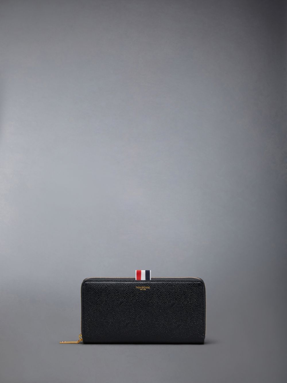 Men Thom Browne Pebble Grain Leather Slim Long Ziparound Purse Wallets Black | WMX60P95503