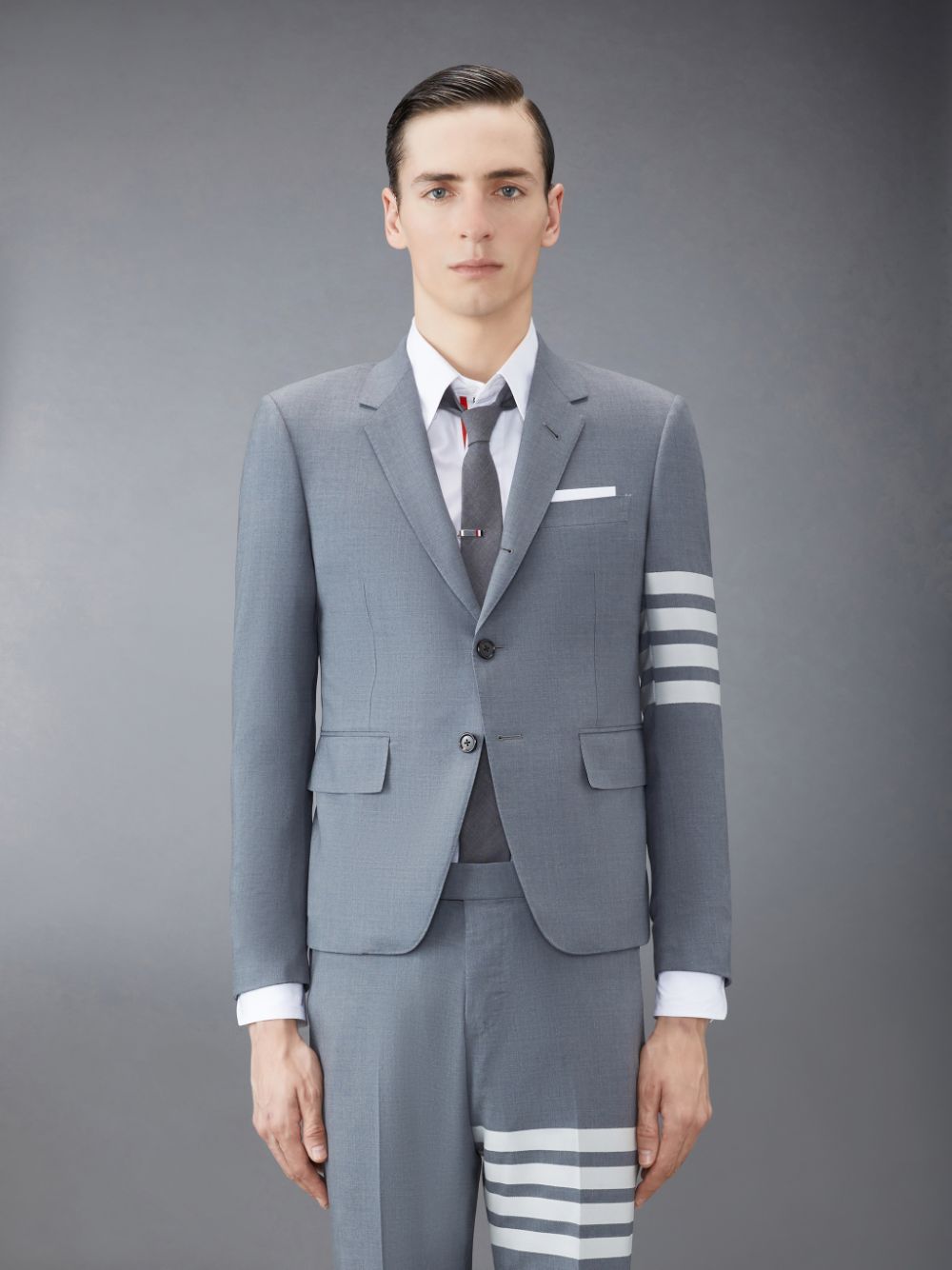 Men Thom Browne Plain Weave 4-Bar High Armhole Sport Coats Grey | YKW86L65336