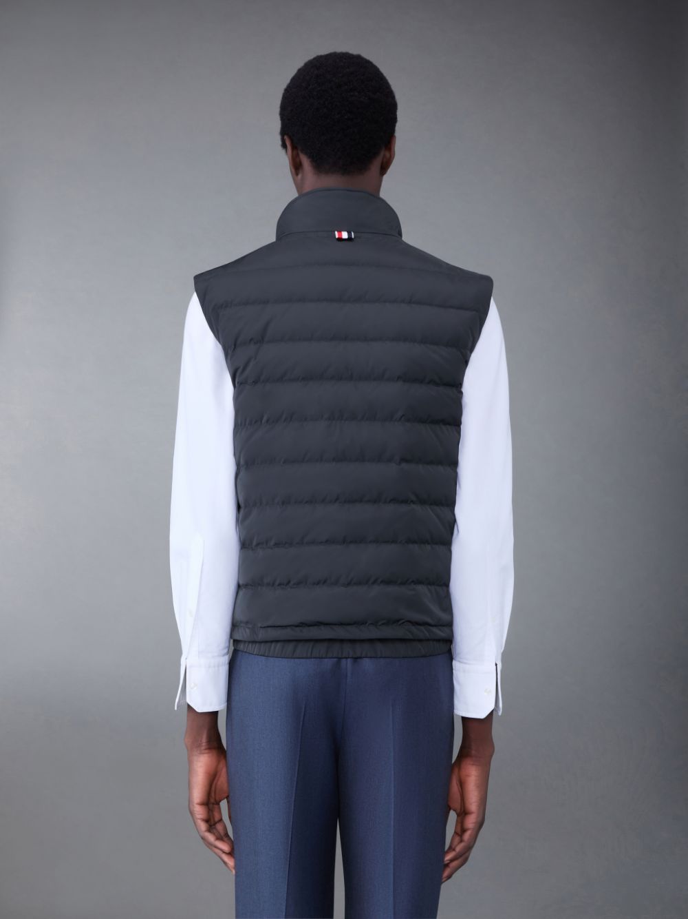 Men Thom Browne Poly Twill Down 4-Bar Ski Vest Grey | FXO21Y46088