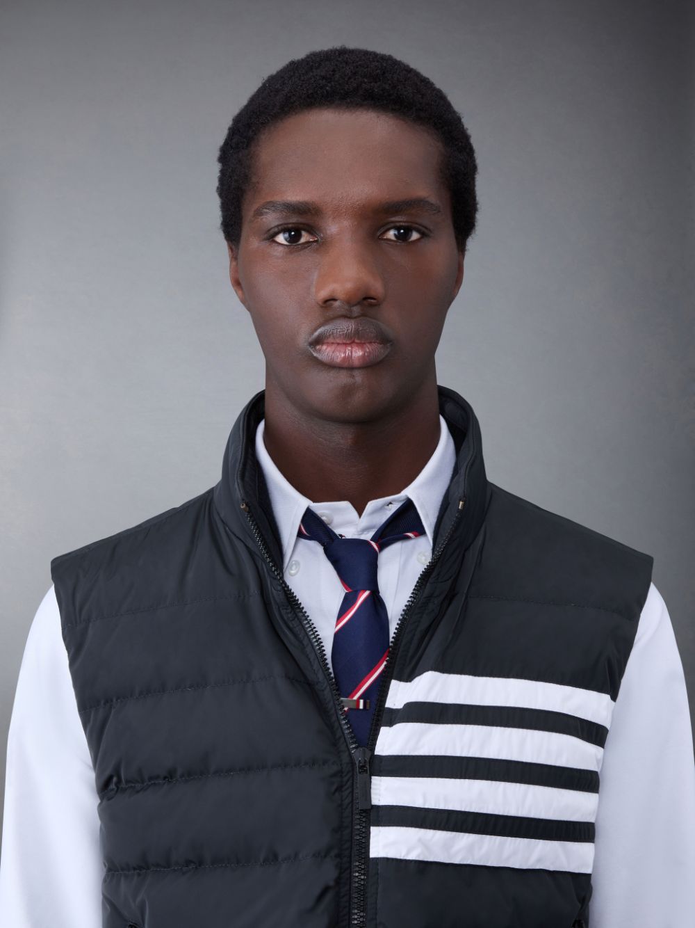 Men Thom Browne Poly Twill Down 4-Bar Ski Vest Grey | FXO21Y46088