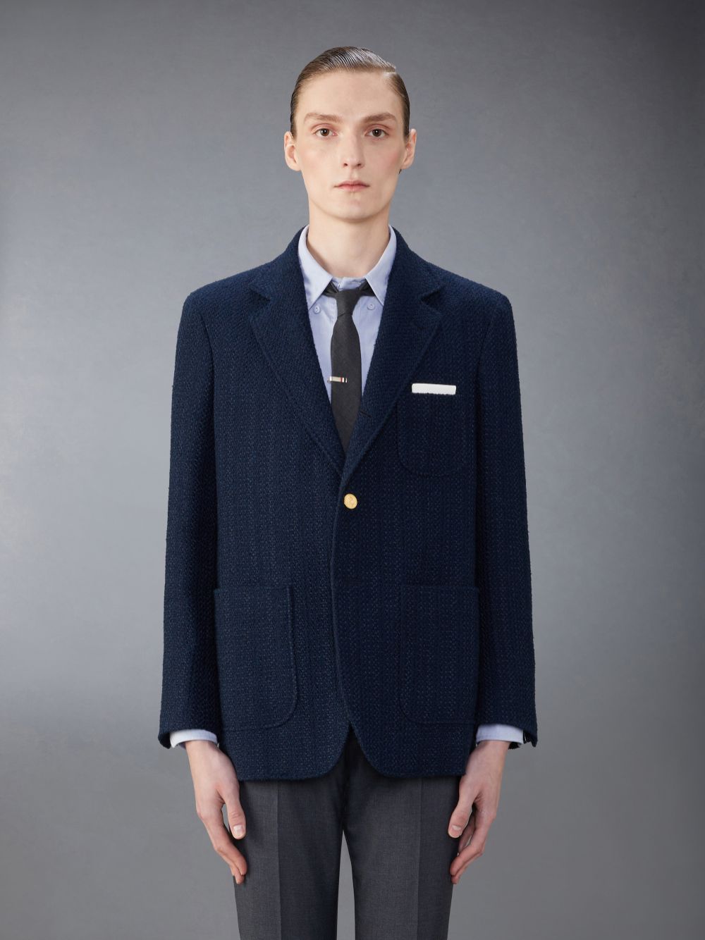 Men Thom Browne Tweed Unstructured Sack Sport Coats Blue | JWR07E80391