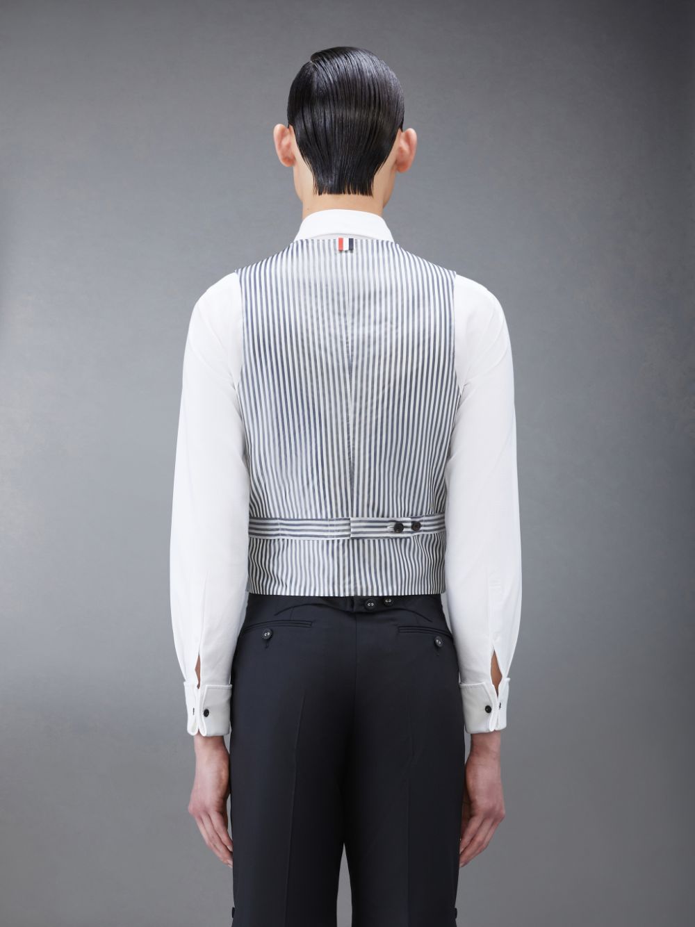Men Thom Browne Twill Tipping Classic Vest Black | YTA53A54552